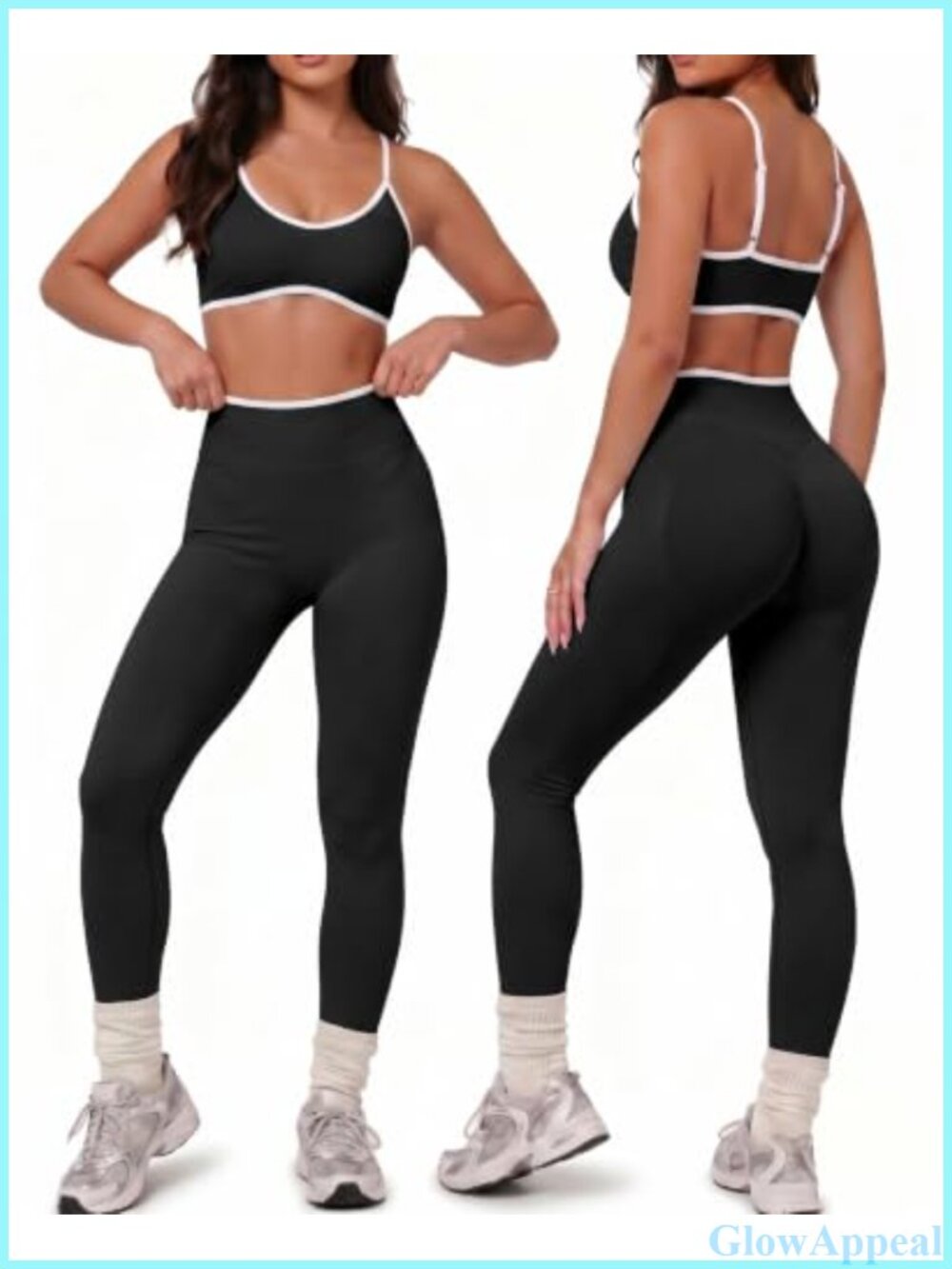 Women 2 Piece Workout Set Seamless Sport Bra High Waist Leggings Gym Yoga